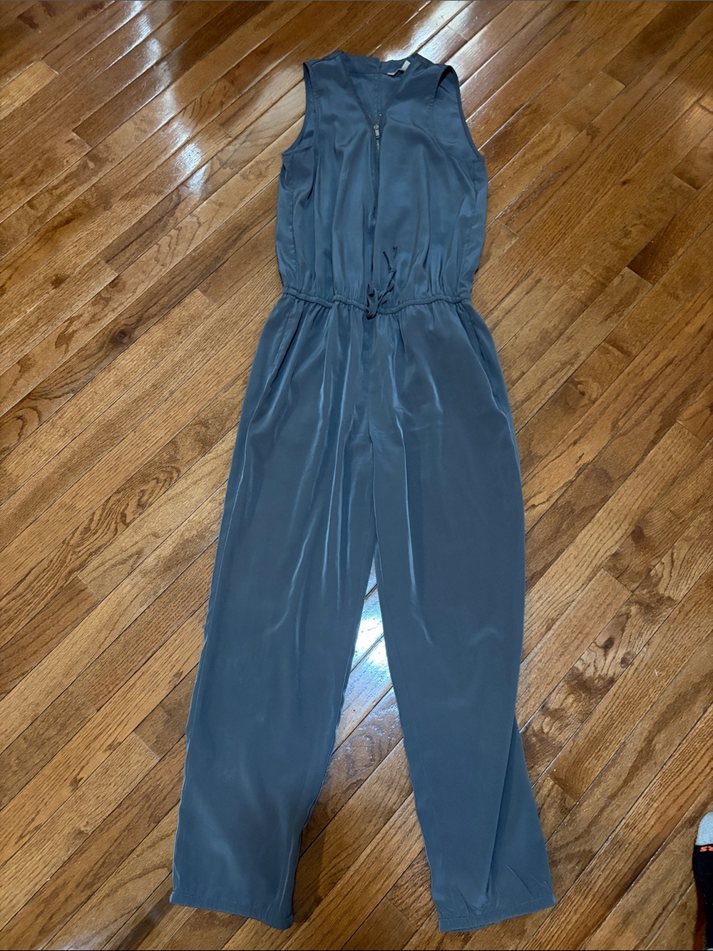 Banana Republic Sleeveless Drawstring Jumpsuit in Slate Blue-Grey